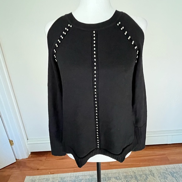 Merino wool Ramy Brook cold shoulder studded sweater - Picture 2 of 7